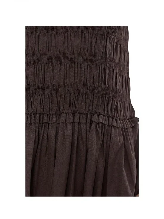 Madewell Keeran Sleeveless Dress~Size S~Molasses Brown Smocked Midi DAMAGE L7 27 - Picture 2 of 11